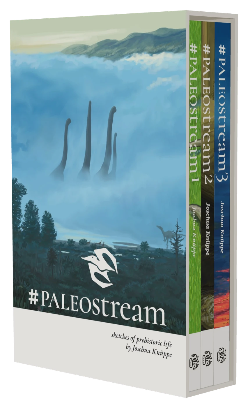 The three Paleostream hardcovers in their slipcase
